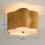 Tranquil Bohemian Style Flower Rattan Ceiling Light