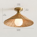 Blisaa Farmhouse Conical Rattan Ceiling Light
