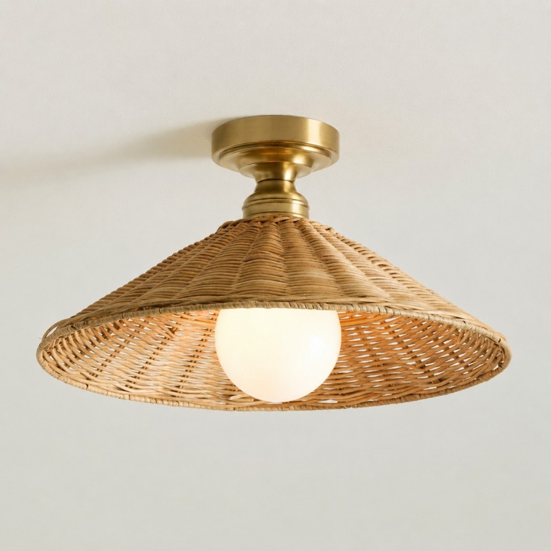 Blisaa Farmhouse Conical Rattan Ceiling Light