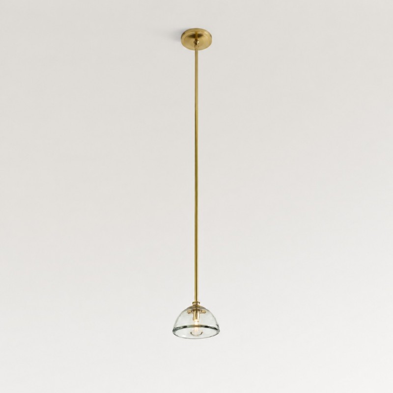 Brenna Modern Brass Cast Glass Dome Pendant Light