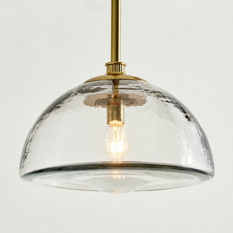 Brenna Modern Brass Cast Glass Dome Pendant Light