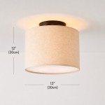 Joram White Linen Drum Ceiling Light