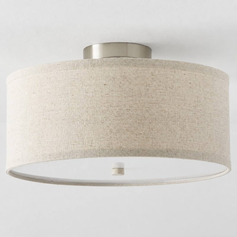 Beckham Minimalist Linen Drum Flush Mount Ceiling Light