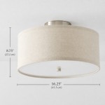 Beckham Minimalist Linen Drum Flush Mount Ceiling Light
