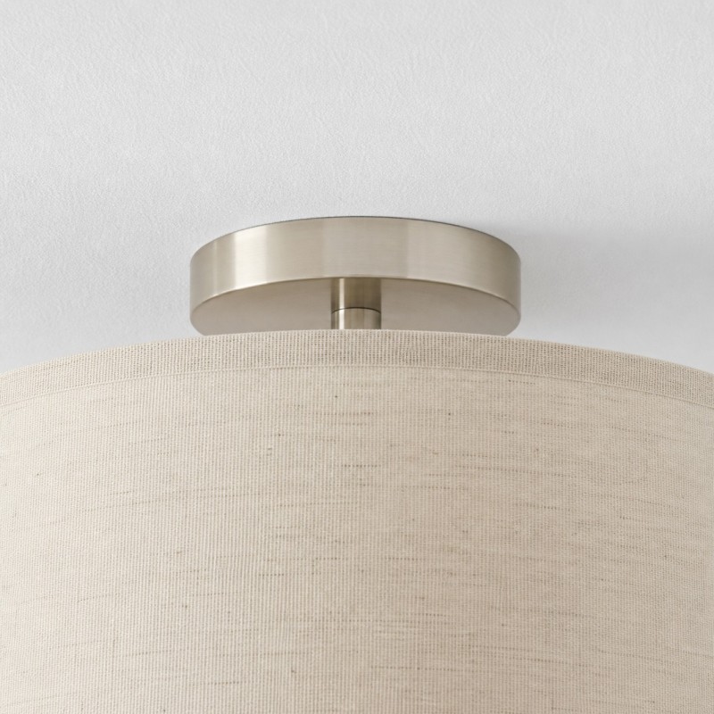 Beckham Minimalist Linen Drum Flush Mount Ceiling Light