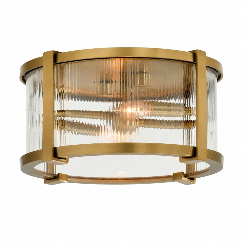 Gillen Vintage Ribbed Glass Drum Flush Mount Ceiling Light