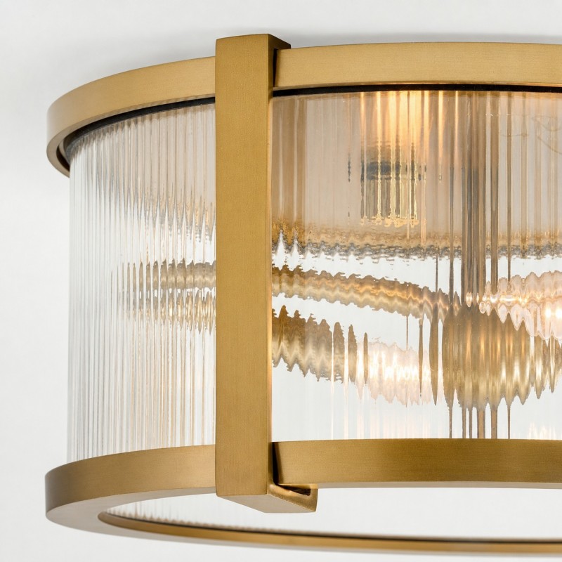 Gillen Vintage Ribbed Glass Drum Flush Mount Ceiling Light