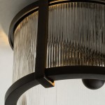 Gillen Vintage Ribbed Glass Drum Flush Mount Ceiling Light