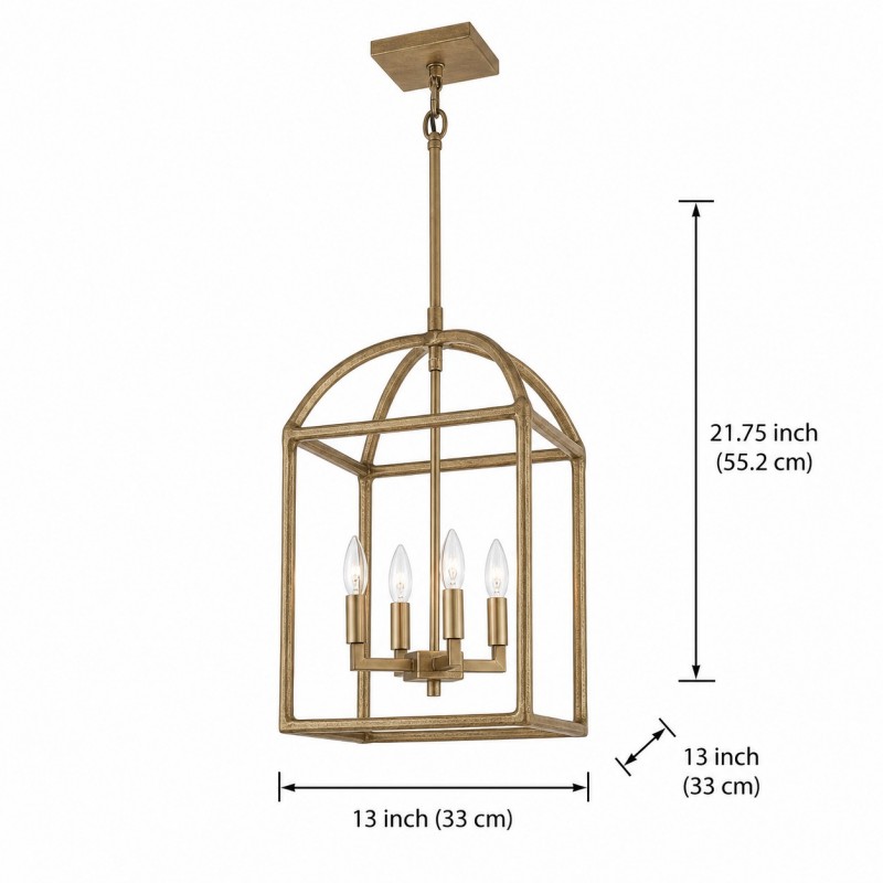 Burberry Industrial 4-Light Lantern Iron Pendant Light