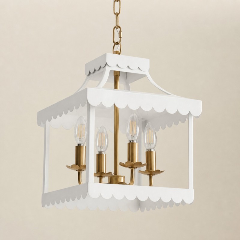 Molly French Vintage 4-Light Scalloped Lantern Chandelier