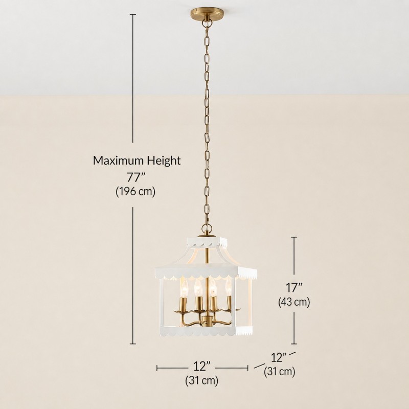 Molly French Vintage 4-Light Scalloped Lantern Chandelier
