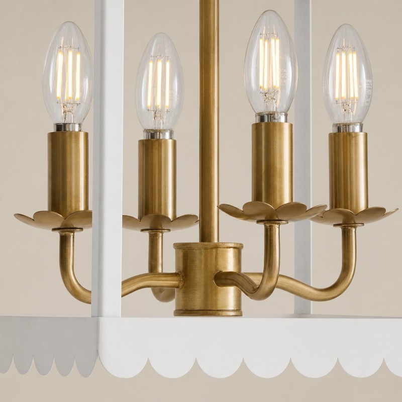 Molly French Vintage 4-Light Scalloped Lantern Chandelier
