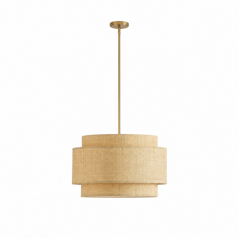 Orlaith Bohemian Rattan Tiered Drum Pendant Light