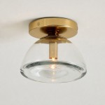 Brenna Modern Brass Cast Glass Dome Flush Mount & Wall Sconce