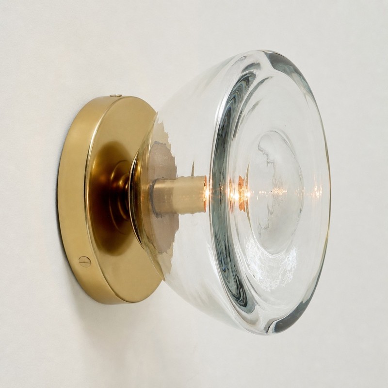 Brenna Modern Brass Cast Glass Dome Flush Mount & Wall Sconce