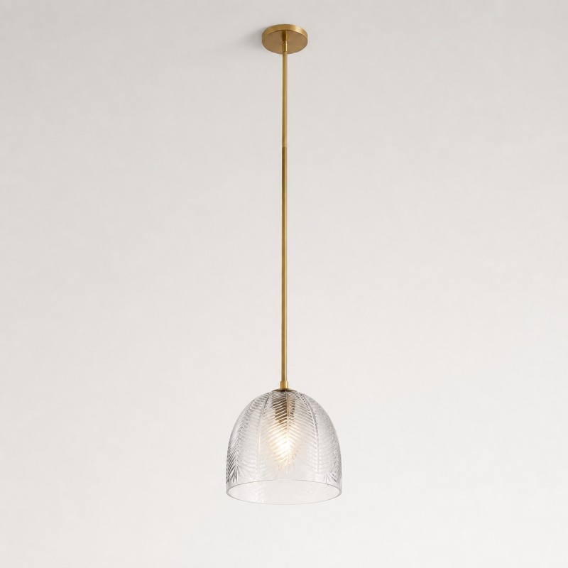 Danica Mid-Century  Glass Leaf Round Pendant Light