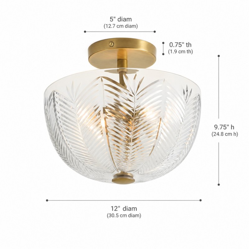 Danica Mid-century  Glass Leaf Round Flush Mount Ceiling Light