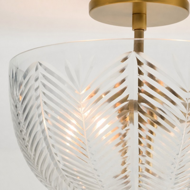 Danica Mid-century  Glass Leaf Round Flush Mount Ceiling Light