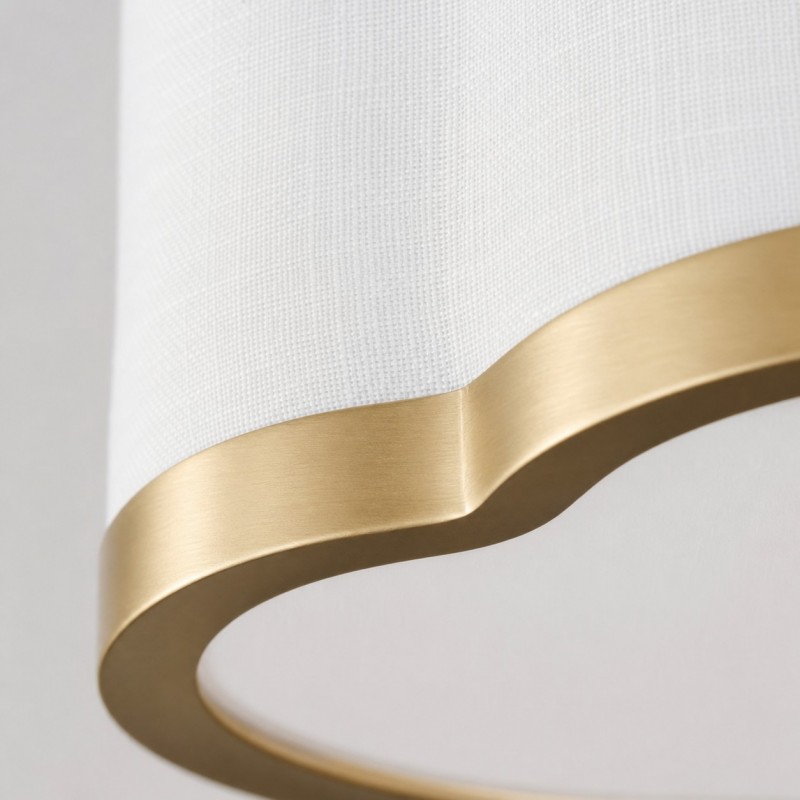 Thomas Minimalist Linen Flower Scallop Flush Mount Ceiling Light