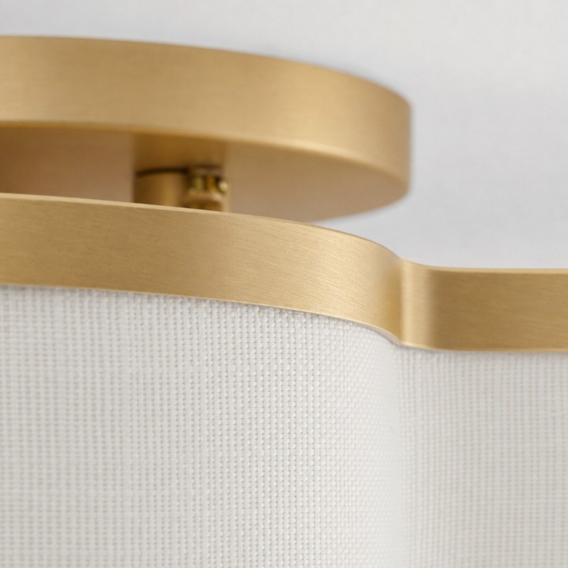 Thomas Minimalist Linen Flower Scallop Flush Mount Ceiling Light