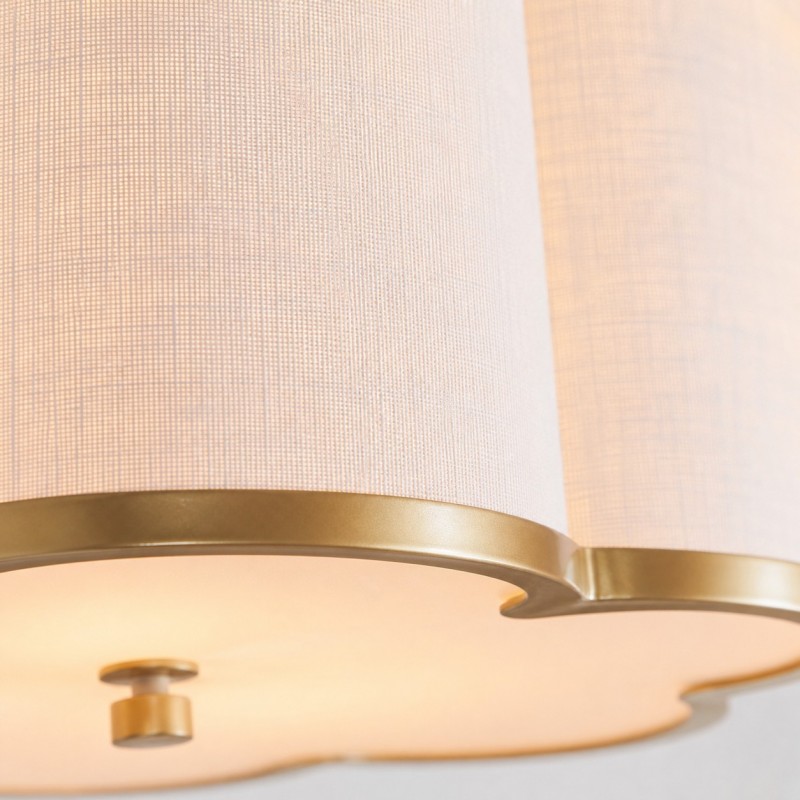 Thomas Minimalist Linen Flower Scallop Flush Mount Ceiling Light