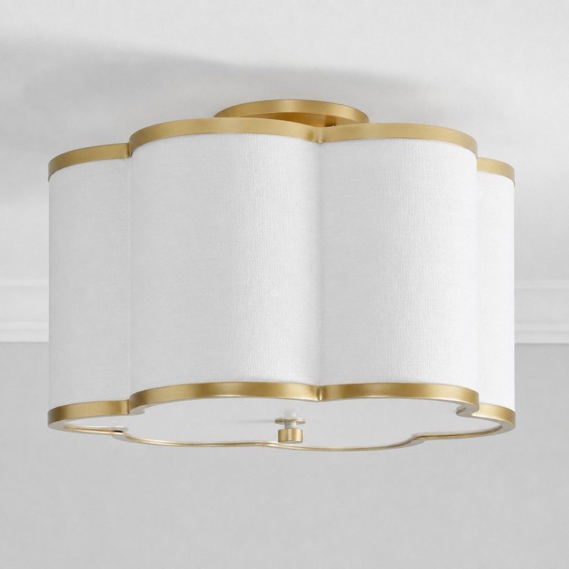 Thomas Minimalist Linen Flower Scallop Flush Mount Ceiling Light