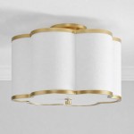 Thomas Minimalist Linen Flower Scallop Flush Mount Ceiling Light