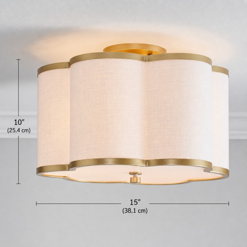Thomas Minimalist Linen Flower Scallop Flush Mount Ceiling Light