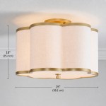Thomas Minimalist Linen Flower Scallop Flush Mount Ceiling Light