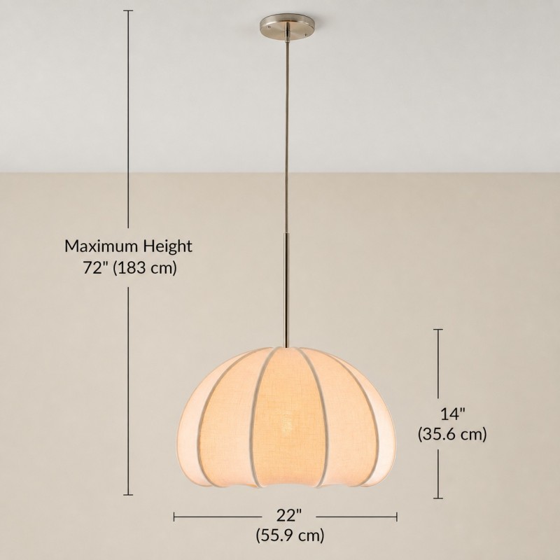 Vivienne Modern Scalloped Bubble Linen Pendant Light