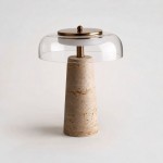 Camryn Nordic Travertine Dome Table Lamp