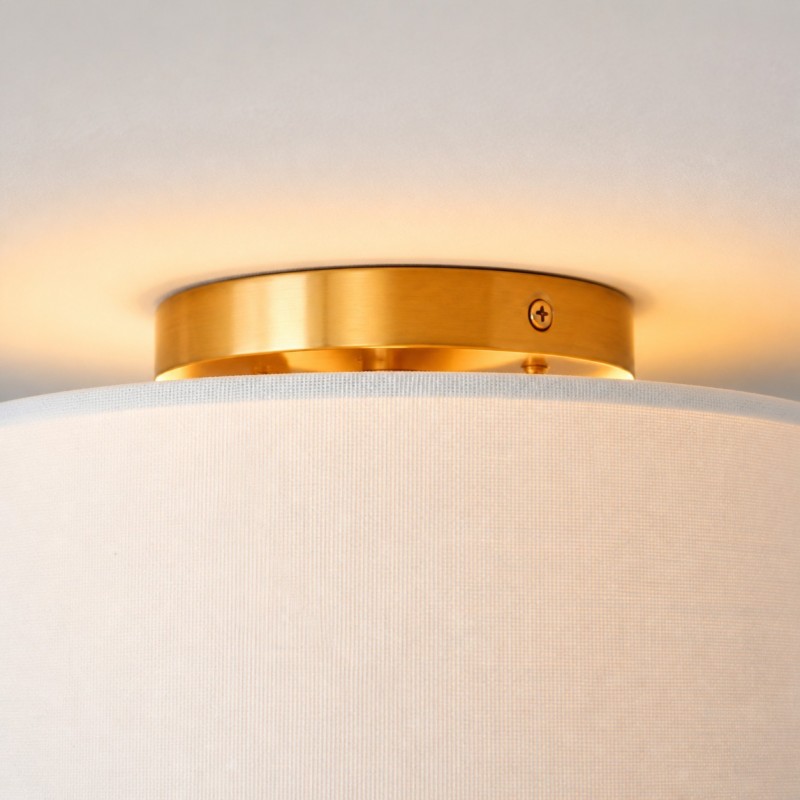 Joram White Linen Drum Ceiling Light
