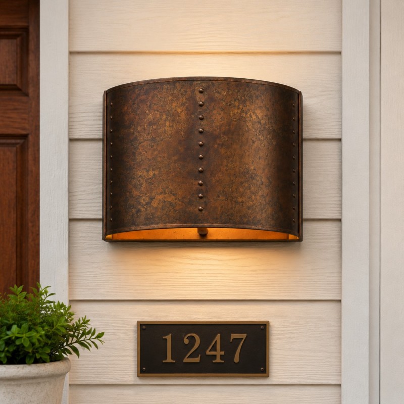 Sharon Industrial Textured Curve Brass Wall Light