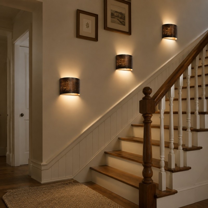Sharon Industrial Textured Curve Brass Wall Light
