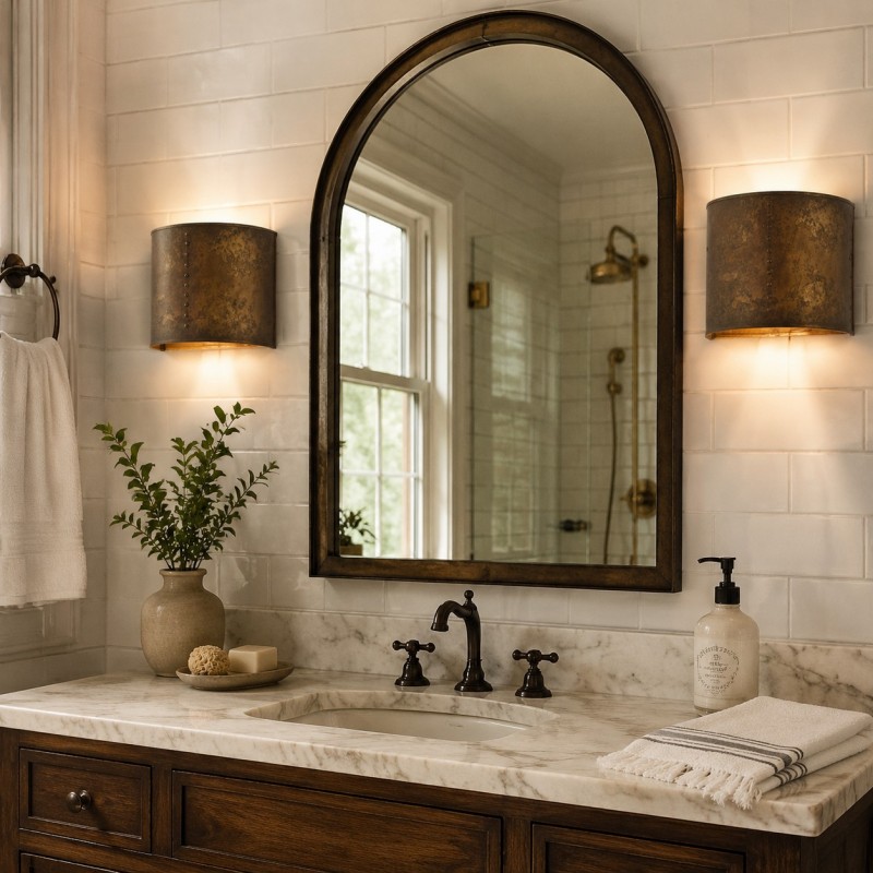 Sharon Industrial Textured Curve Brass Wall Light