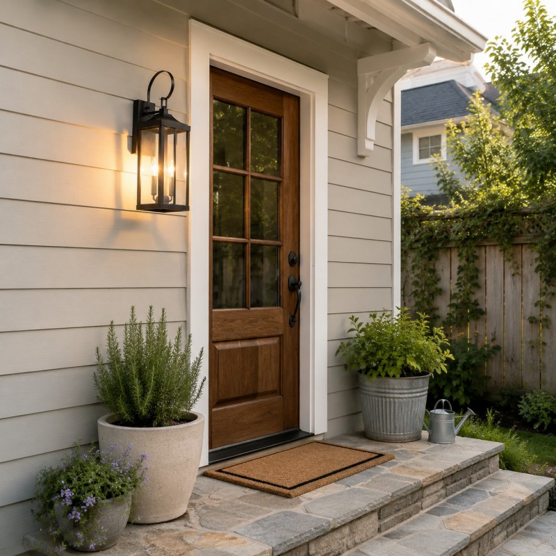 Phelon Large Black Metal Lantern Outdoor Wall Sconce