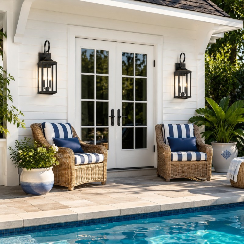 Phelon Large Black Metal Lantern Outdoor Wall Sconce