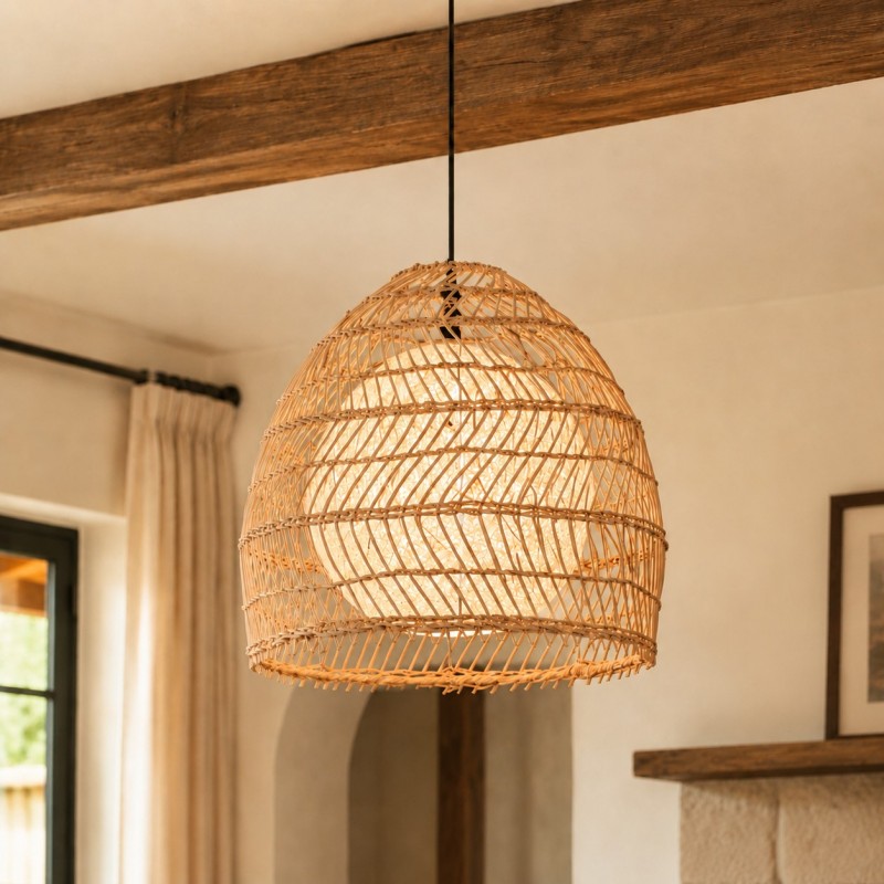Clioan Bohemian Woven Rattan Pendant Light