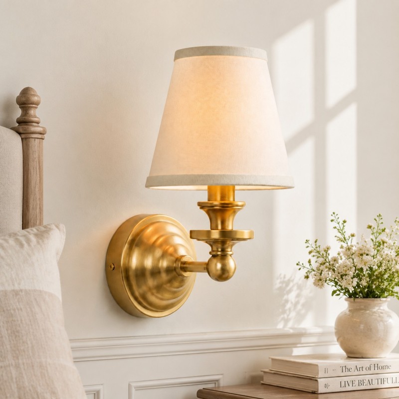Ashby Vintage Linen Shade Wall Light
