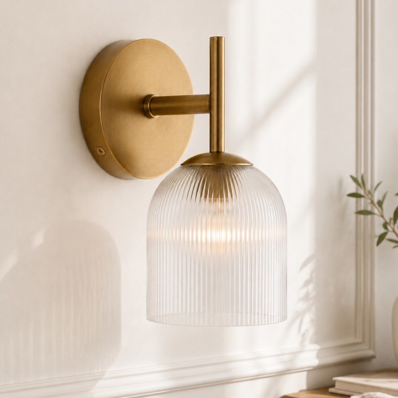 Alain Cooper Ribbed Glass Wall Sconce