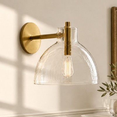 Keen Farmhouse Cooper Recycled Glass Dome Sconce