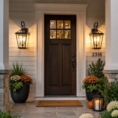 Douglas Industrial Black Metal Lantern Wall Sconce