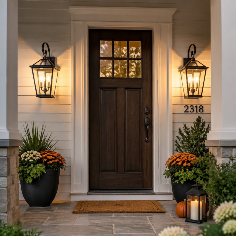 Douglas Industrial Black Metal Lantern Wall Sconce