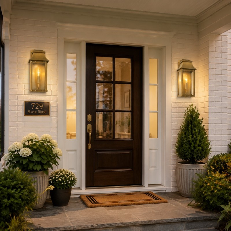 Montague Vintage Brass Outdoor Waterproof Wall Mounted Lantern Sconce