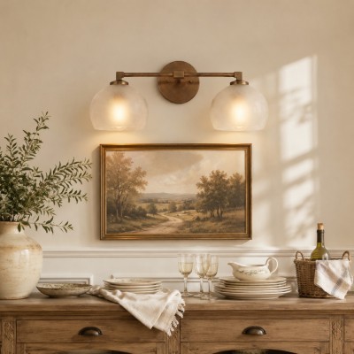 Conrad Vintage 3 Light Bellflower Glass Wall Sconce