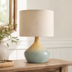 Daphne Vintage Ceramic Linen Shade Table Lamp