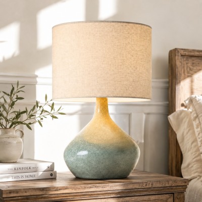 Daphne Vintage Ceramic Linen Shade Table Lamp