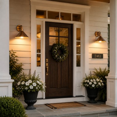 Kemp Industrial Black Brass Metal Indoor/Outdoor Wall Light