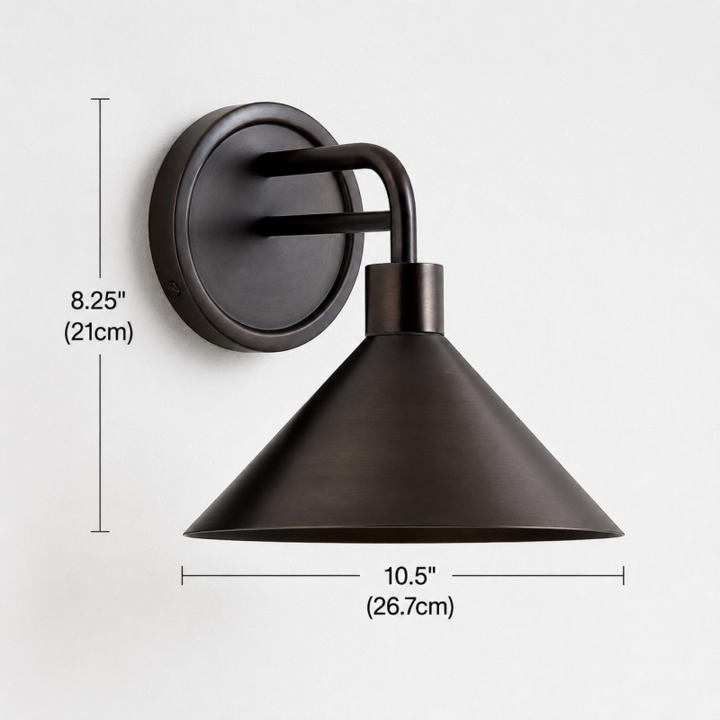 Kemp Industrial Black Brass Metal Indoor/Outdoor Wall Light