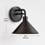 Kemp Industrial Black Brass Metal Indoor/Outdoor Wall Light